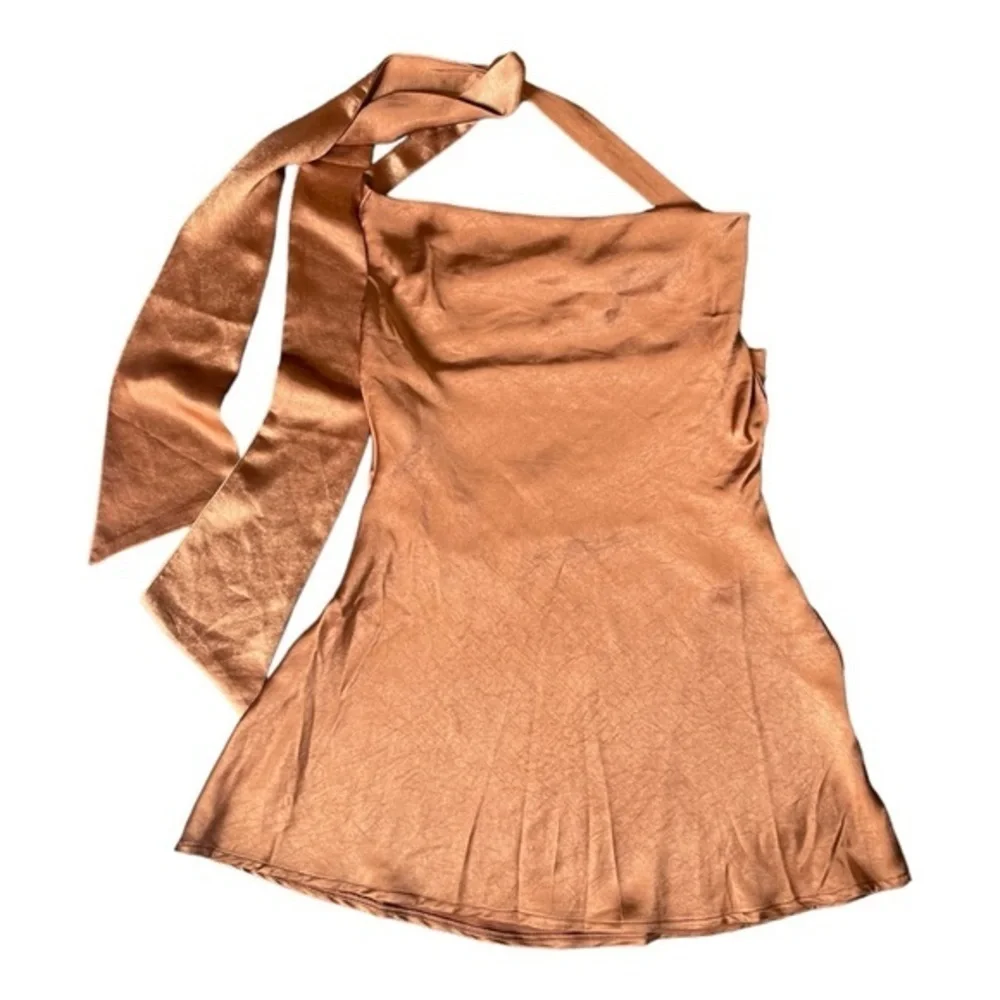 Hello molly proud friend dress satin slip dress bronze exaggerated back now Sz 2